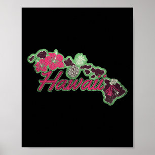 Poster Îles Hawaii Hibiscus Fleurs Aloha Hawaii Luau