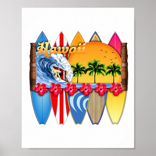 Poster Iles Hawaiiennes Surf (Devant)