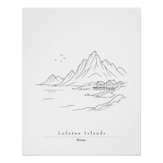 Poster Îles Lofoten Minimalistes Impression d'Art en Lign