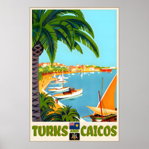 Poster Îles Turques-et-Caïques Caraïbes Lucayan Voyage