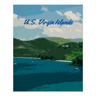 Poster Îles Vierges américaines Paradise Retro