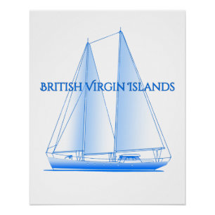 Poster Îles Vierges britanniques Voilier Nautique Côtier 