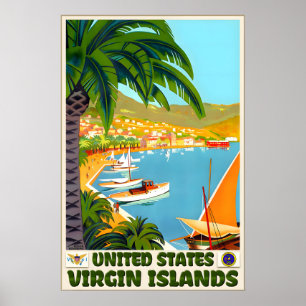 Poster Îles Vierges des États-Unis Caraïbes Antilles