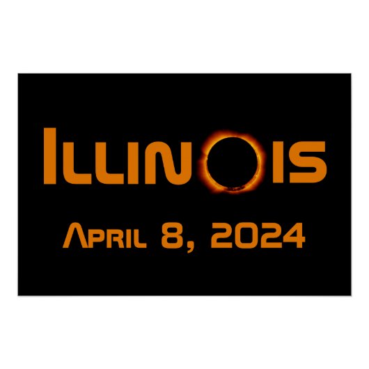 Poster Illinois 2024 Total Solaire Eclipse (Devant)
