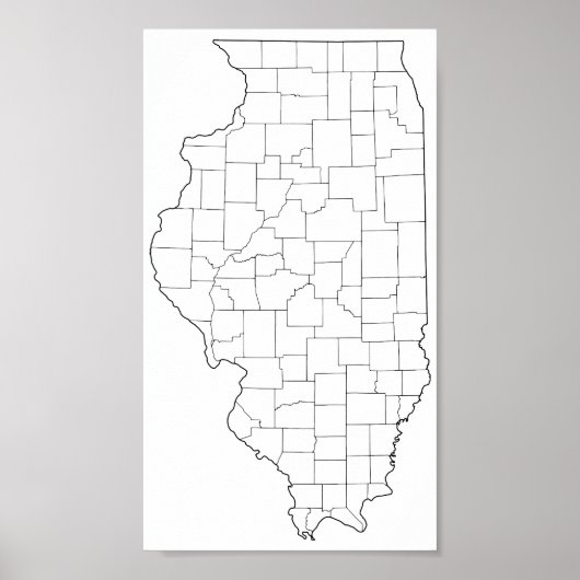 Poster Illinois Counties Blank Plan (Devant)