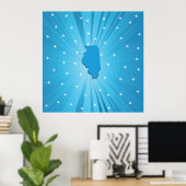 Poster Illinois silhouette étoile bleue éclatée (Bureau à domicile)
