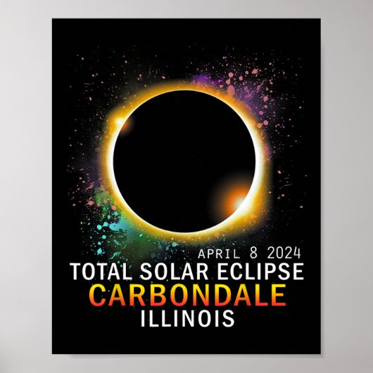 Poster Illinois Total Éclipse Solaire 8 avril 2024 (Devant)