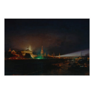 Poster Illumination de Kremlin, 1883 (huile sur la toile)