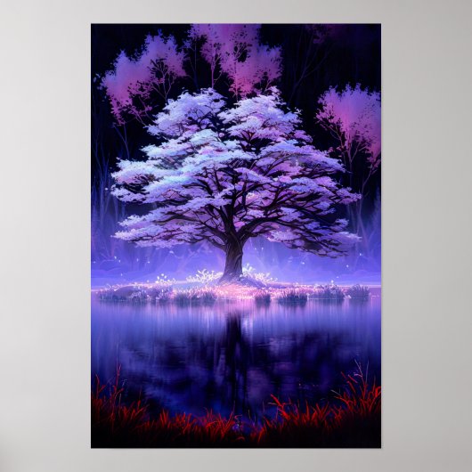 Poster Illumination mystérieuse de l'arbre du lac (Devant)