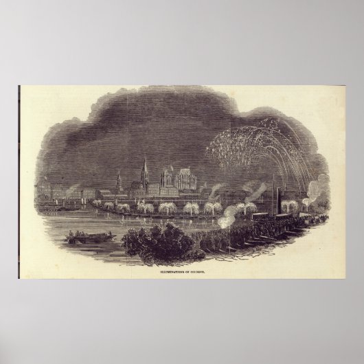 Poster Illuminations de Cologne, le 23 août 1845 (Devant)