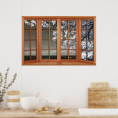 Poster Illusion de fausse fenêtre - Blossoms blancs odieu (Cuisine)