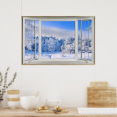 Poster Illusion de fausse fenêtre de couverture de neige  (Cuisine)