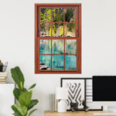 Poster Illusion de fausse fenêtre de la lagune bleue (Bureau à domicile)