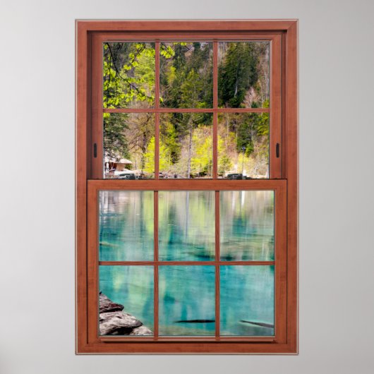 Poster Illusion de fausse fenêtre de la lagune bleue (Devant)