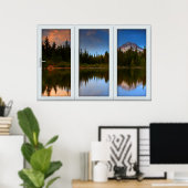 Poster Illusion de fausse fenêtre - Réflexion de la monta (Bureau à domicile)