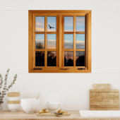 Poster Illusion de fenêtre carré Faux - Flying Bird (Cuisine)