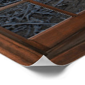 Poster Illusion de la baie vitrée avec des fleurs sur le  (Coin)