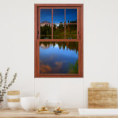 Poster Illusion de la fausse fenêtre du lac Mountain (Cuisine)