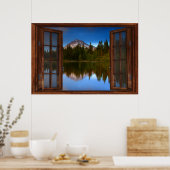 Poster Illusion de la fausse fenêtre du lac Mountain (Cuisine)