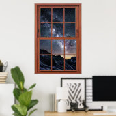 Poster Illusion de la fenêtre Ciel de nuit étoilé - Faux  (Bureau à domicile)