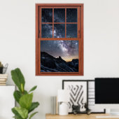 Poster Illusion de la fenêtre Ciel étoilé - Faux fenêtre (Bureau à domicile)