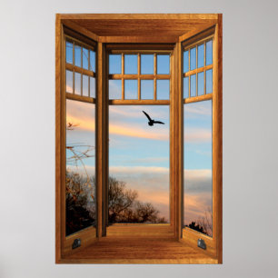 Poster Illusion de la fenêtre de Wood Bay - Country Flyin