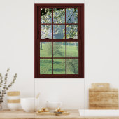 Poster Illusion de la fenêtre d'image en fleurs de cerisi (Cuisine)