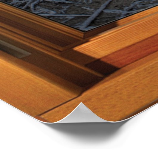 Poster Illusion de la fenêtre en bois des Faux - Vue hive (Coin)