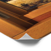 Poster Illusion de la fenêtre en bois - Pins d'automne (Coin)