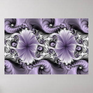 Poster Illusion de lilas Art floral abstrait fractal Fant