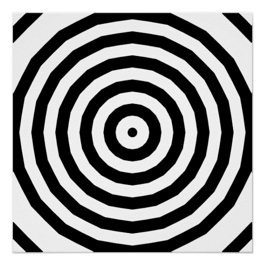 Poster Illusion d'optique de cercles concentriques noir e (Devant)