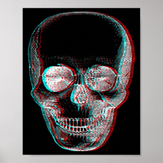 Poster Illusion d'optique Halloween Crâne de squelette (Devant)