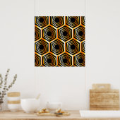 Poster Illusion d'optique hexagonale dorée (Cuisine)