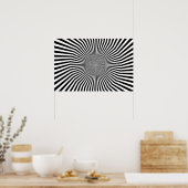 Poster Illusion d'optique tordue noire et blanche (Cuisine)