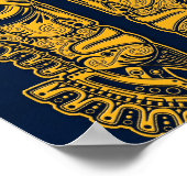 Poster Illusion du masque Jaune Maya sur bleu (Coin)