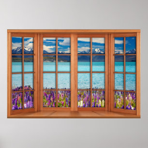 Poster Illusion d'une fausse fenêtre - Le lac Mountain au