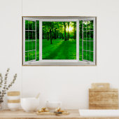 Poster Illusion d'une fenêtre de White Bay surplombant un (Cuisine)