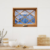 Poster Illusion fausse fenêtre - Scène de neige fraîche (Cuisine)