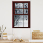 Poster Illusion fausse fenêtre - Scène de neige fraîche (Cuisine)