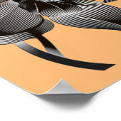 Poster Illusion optique à fleur 3D Linéaire noir et blanc (Coin)