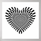 Poster Illusion optique Coeur noir et blanc Checker (Devant)