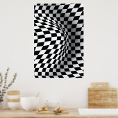 Poster Illusion optique d'art noir blanc imprimé abstrait (Cuisine)