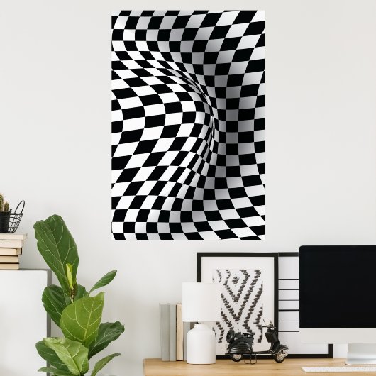 Poster Illusion optique d'art noir blanc imprimé abstrait (Bureau à domicile)