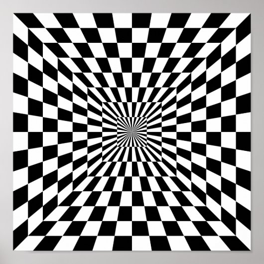 Poster Illusion optique de l'échiquier noir et blanc (Devant)