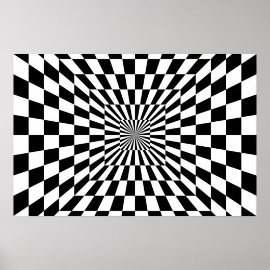 Poster Illusion optique de l'échiquier noir et blanc (Devant)
