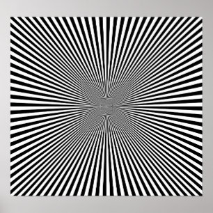 Poster Illusion optique des rayons B&W