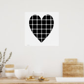 Poster Illusion optique du coeur noir et blanc (Cuisine)