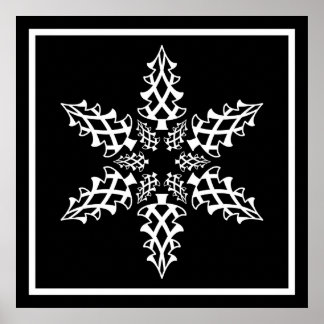 Poster Illusion optique Flocon de neige Noël Élégant