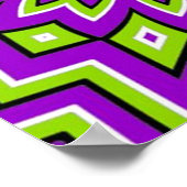 Poster Illusion Optique Fou - Vert Fleur et Violet (Coin)