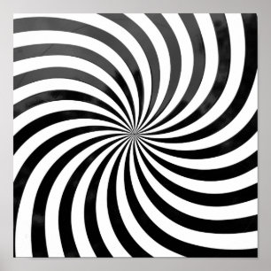 Poster Illusion optique spirale noire et blanche